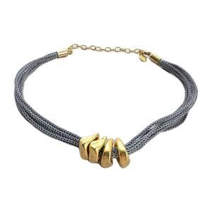 Vintage Choker Necklace Signed Robert Rose Multi Chain Statement Two Tone